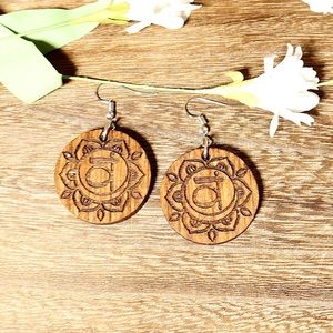 Sacral Chakra Wooden Earrings - Laser Engraved